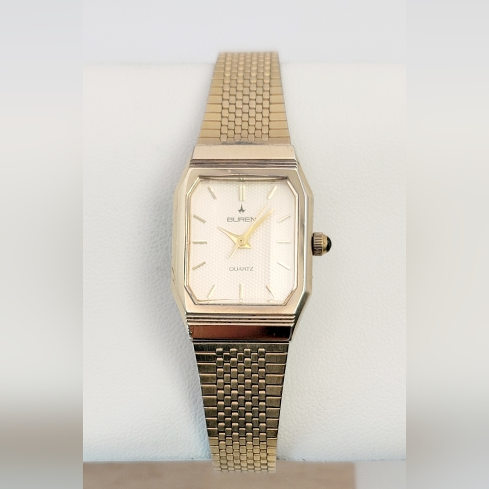 Vintage Buren Quartz Tank Dress Watch | Gold Tone Square Case | Women’s